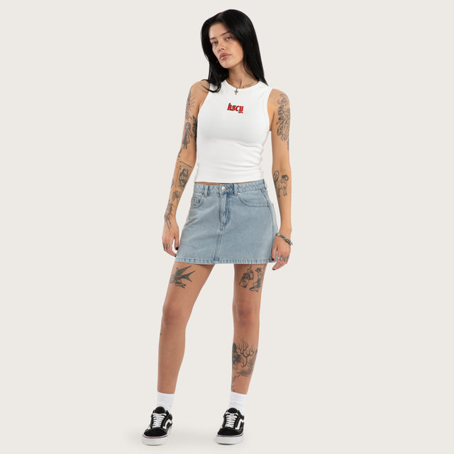 Model wears Lenora Rib Tank Natural White Tanks White – image 3