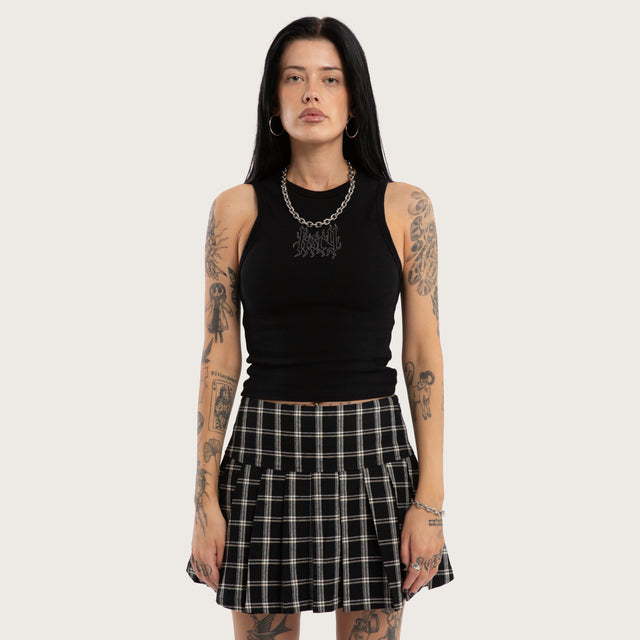 Model wears Odette Rib Tank Jet Black Tanks Black – image 1