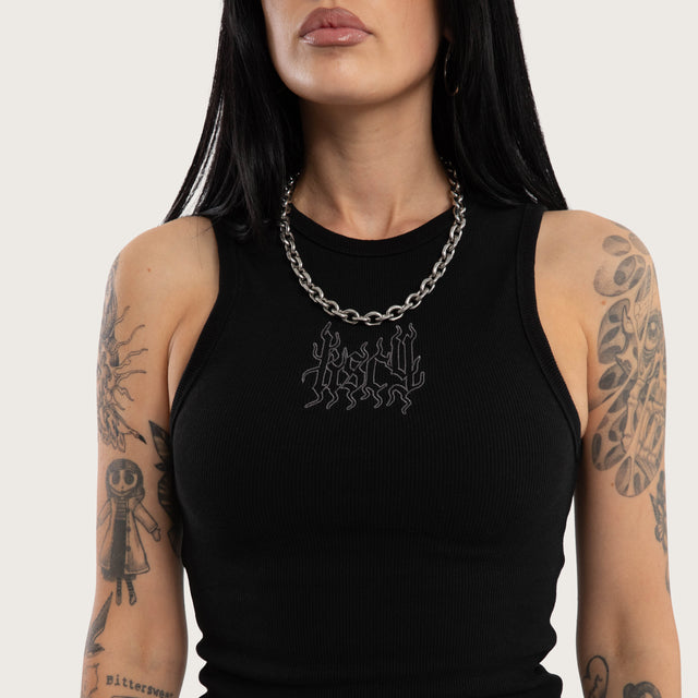 Model wears Odette Rib Tank Jet Black Tanks Black – image 4