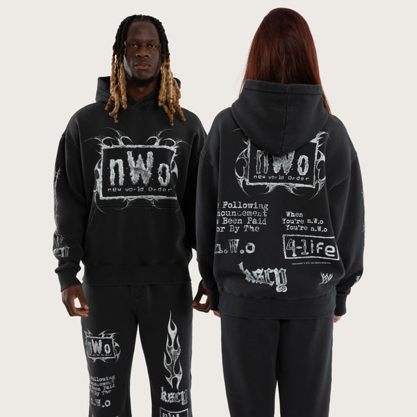 WWE NWO 4 Life Oversized Hoodie Pigment Mineral Anthracite Black