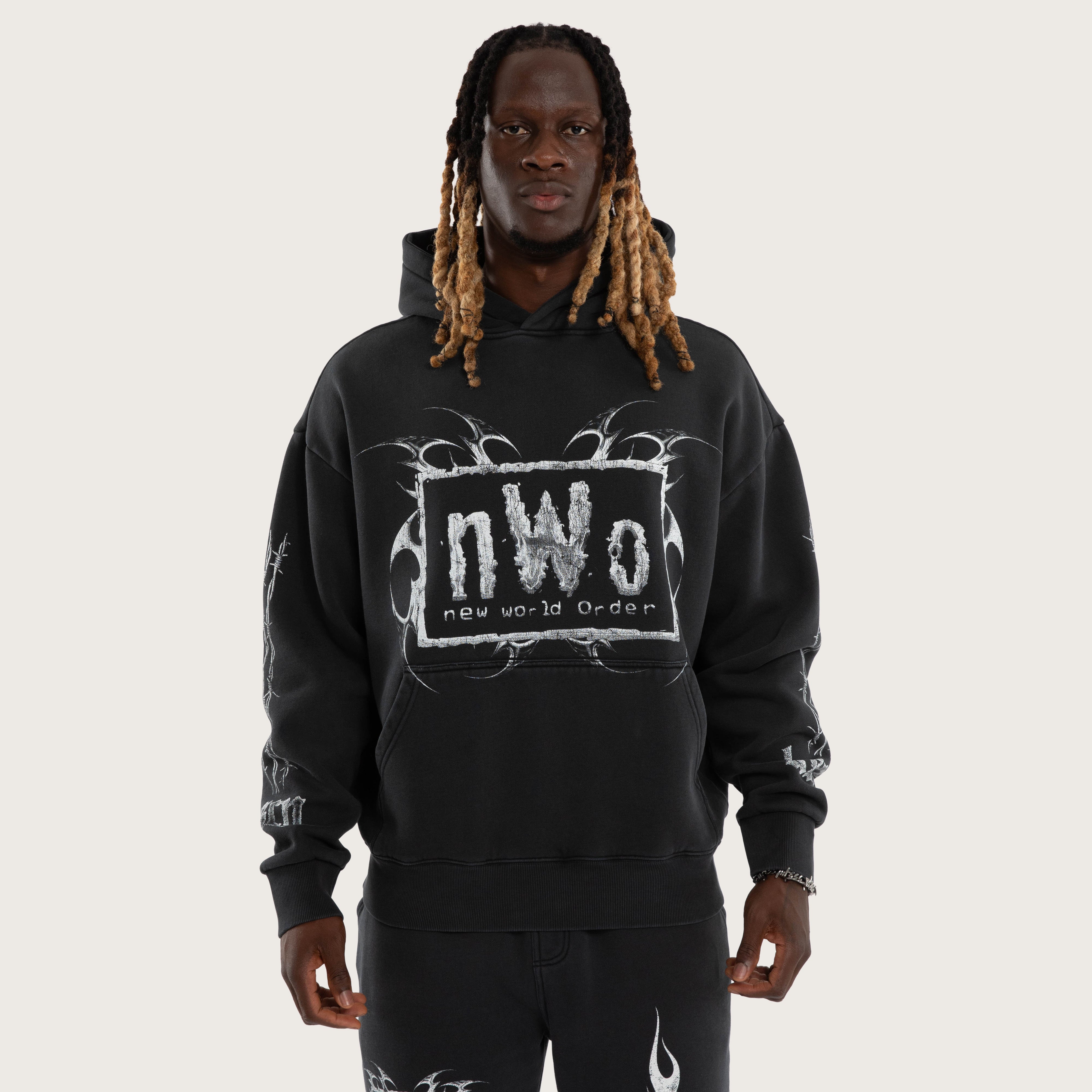 WWE NWO 4 Life Oversized Hoodie Pigment Mineral Anthracite Black