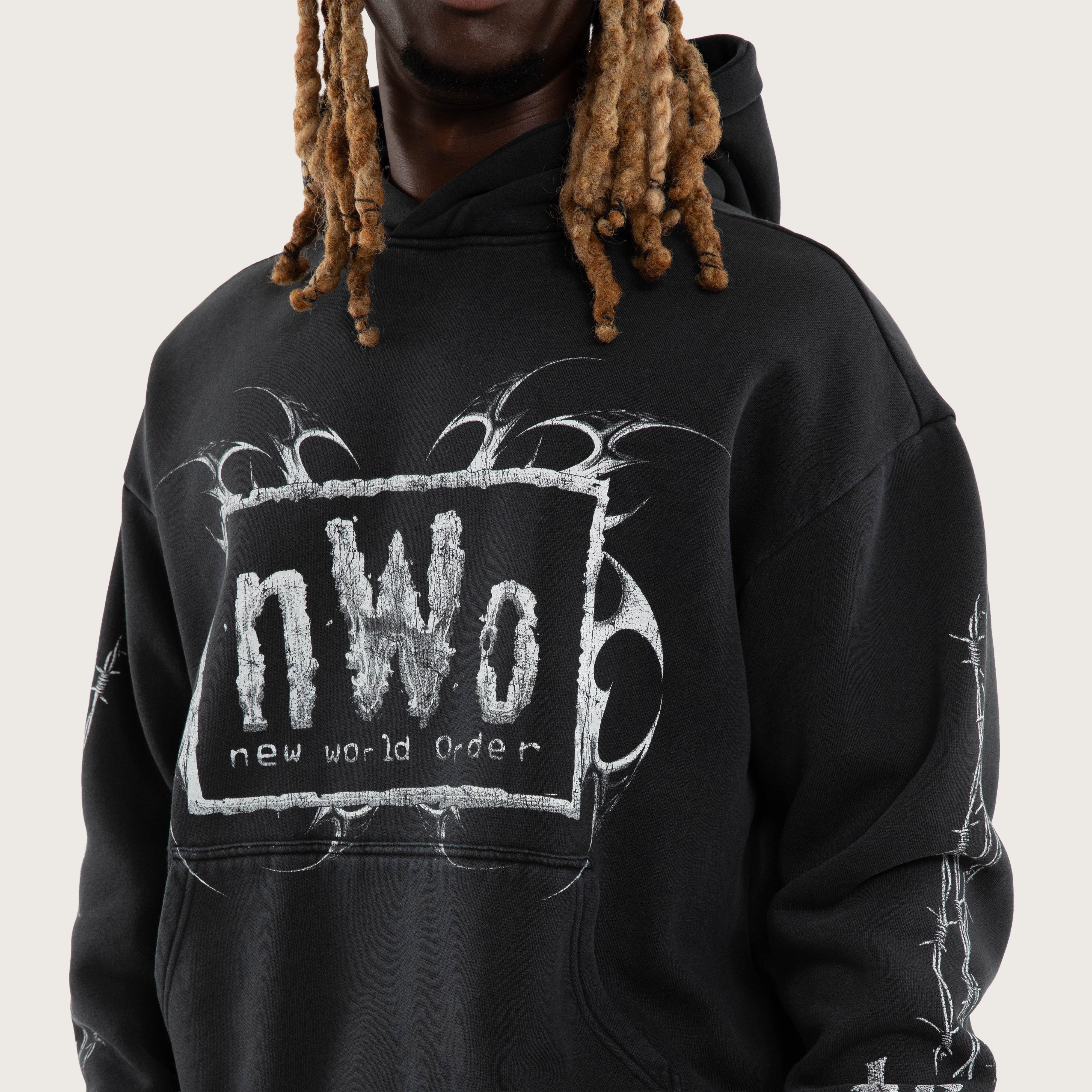 WWE NWO 4 Life Oversized Hoodie Pigment Mineral Anthracite Black
