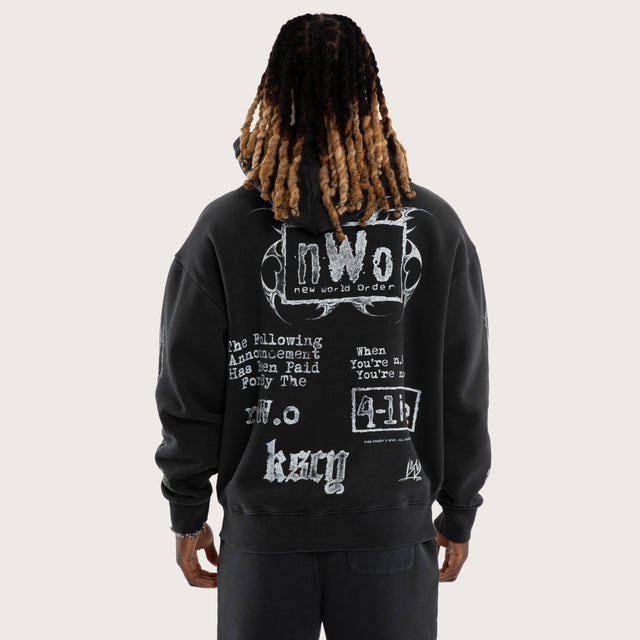 nWo 4 Life Oversized Hoodie Pigment Mineral Anthracite Black