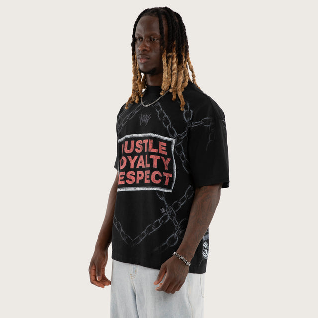 Model wears Cena Hustle Street Tee Jet Black T-Shirts Black – image 3