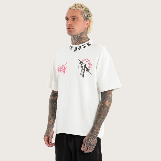 CM Punk Loopback Street Tee Natural White