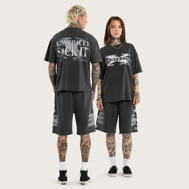 Model wears D-Generation X Suck It Street Tee Pigment Black T-Shirts Black – image 5