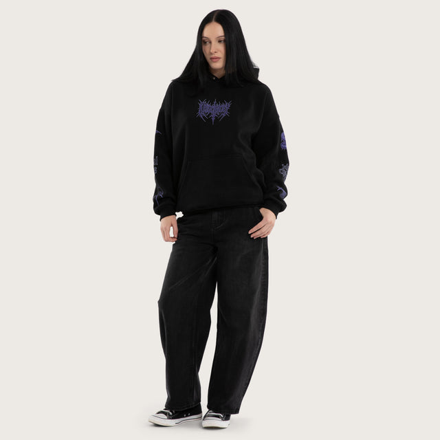 Model wears Francesca Box Fit Hoodie Jet Black Hoodies Black – image 5