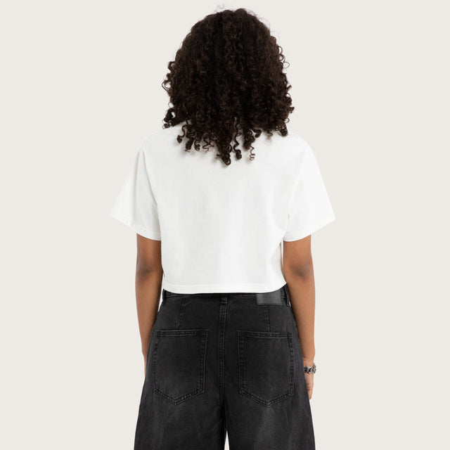 Model wears Frost Crop Tee White T-Shirts in White Image - 3
