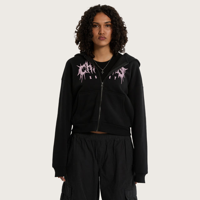 Caterina Street Zip Hoodie Jet Black