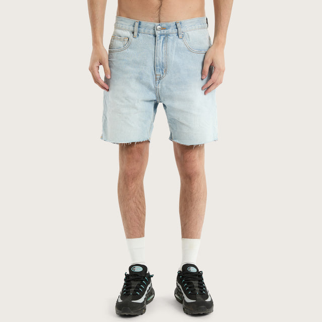 KS5 Slim Denim Shorts Sunbleached Blue