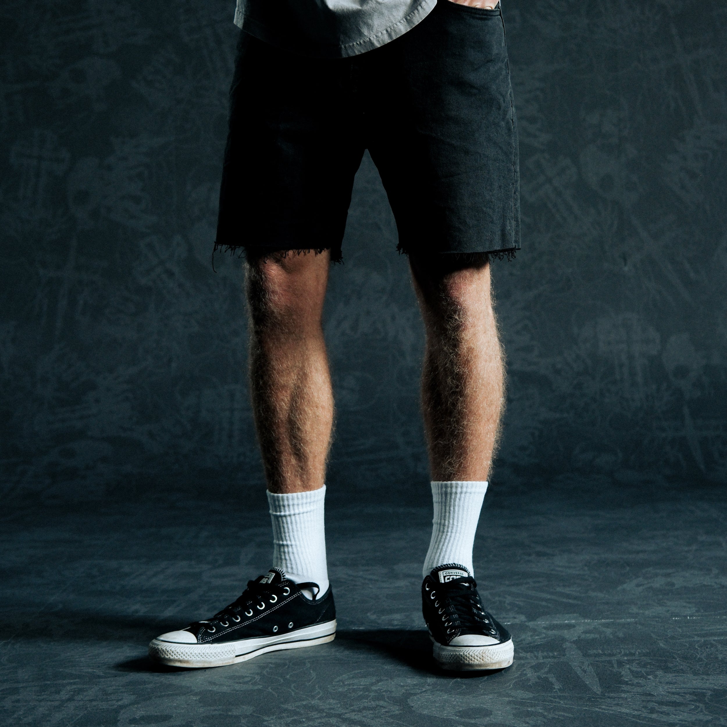 KS5 Slim Denim Shorts in Vintage Black | Kiss Chacey