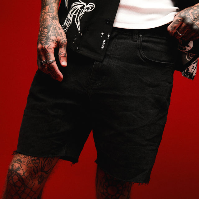 KS5 Slim Denim Shorts Vintage Black