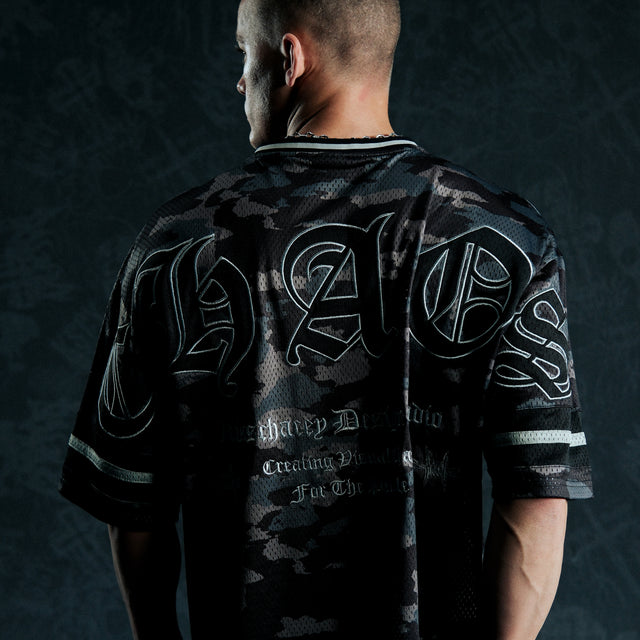 Pierced Football Jersey Black Camo