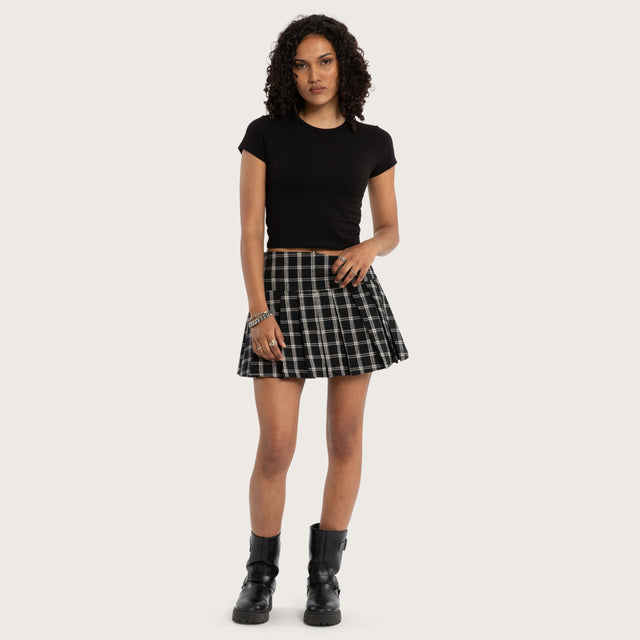 Tempest Pleated Skirt Black/White Check