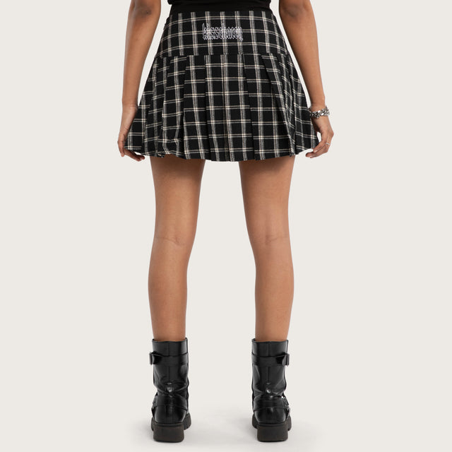 Tempest Pleated Skirt Black/White Check