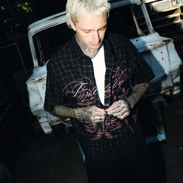 Luke Walker Phantom Button Up Short Sleeve Shirt Black Check