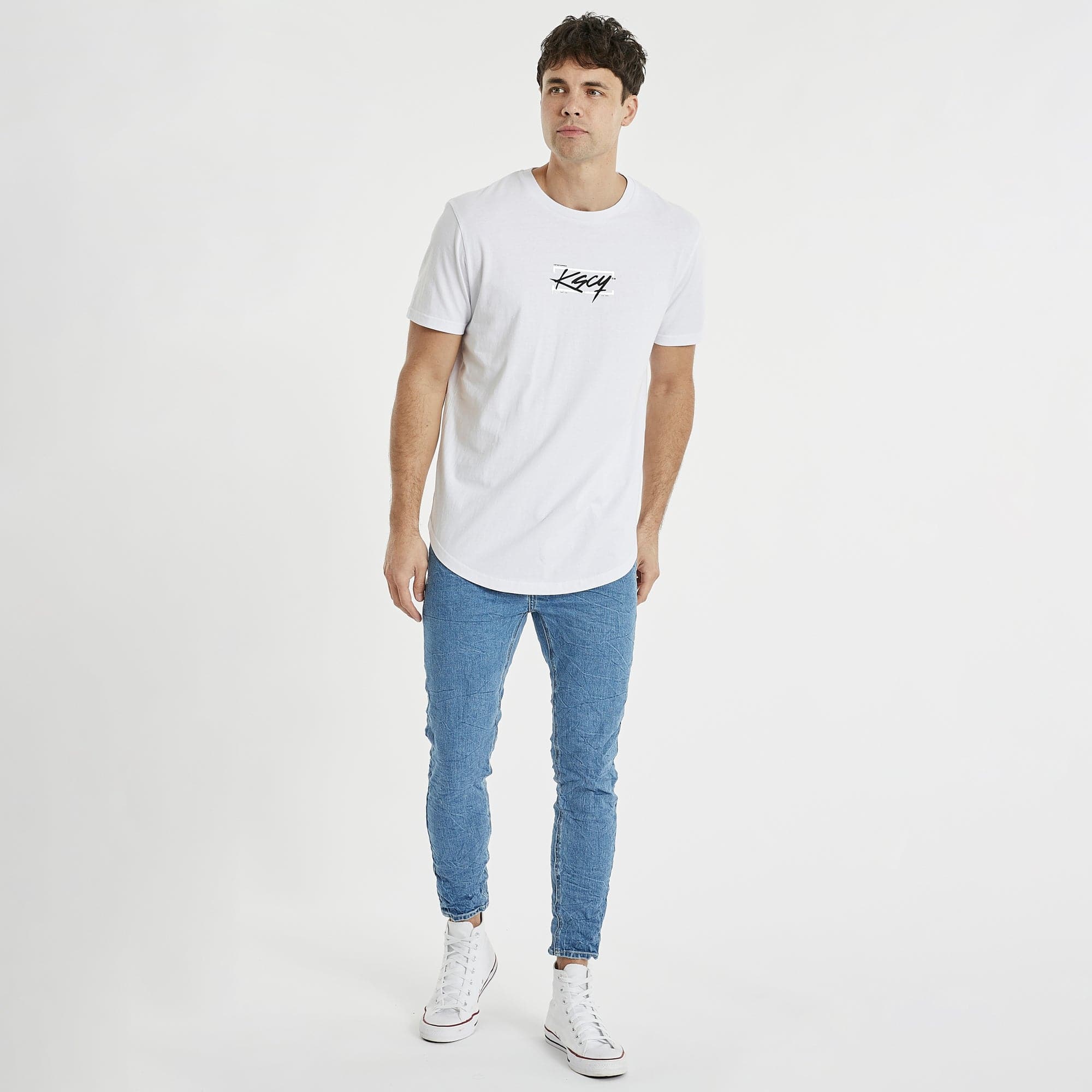 Academy Dual Curved T-Shirt White