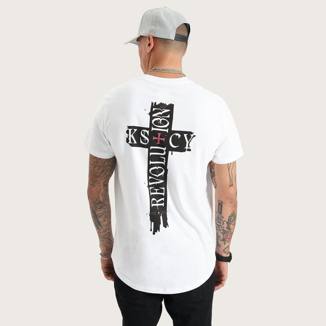 Cadden Dual Curved Tee White