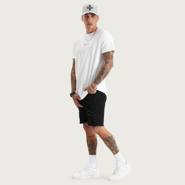 Cadden Dual Curved Tee White