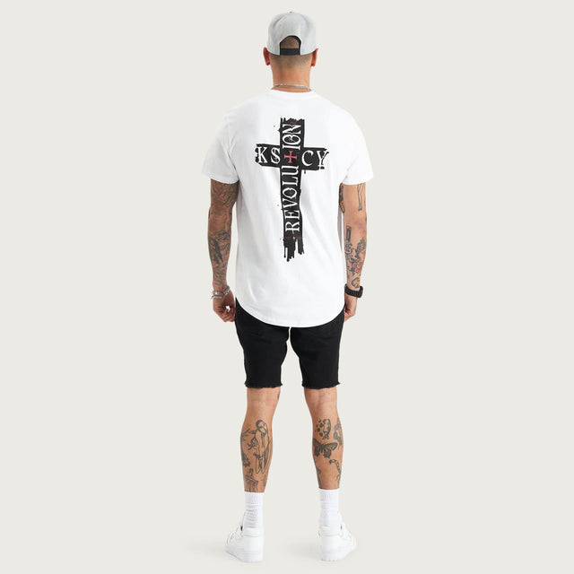 Cadden Dual Curved Tee White