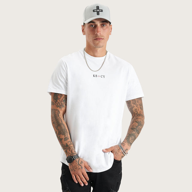 Cadden Dual Curved Tee White