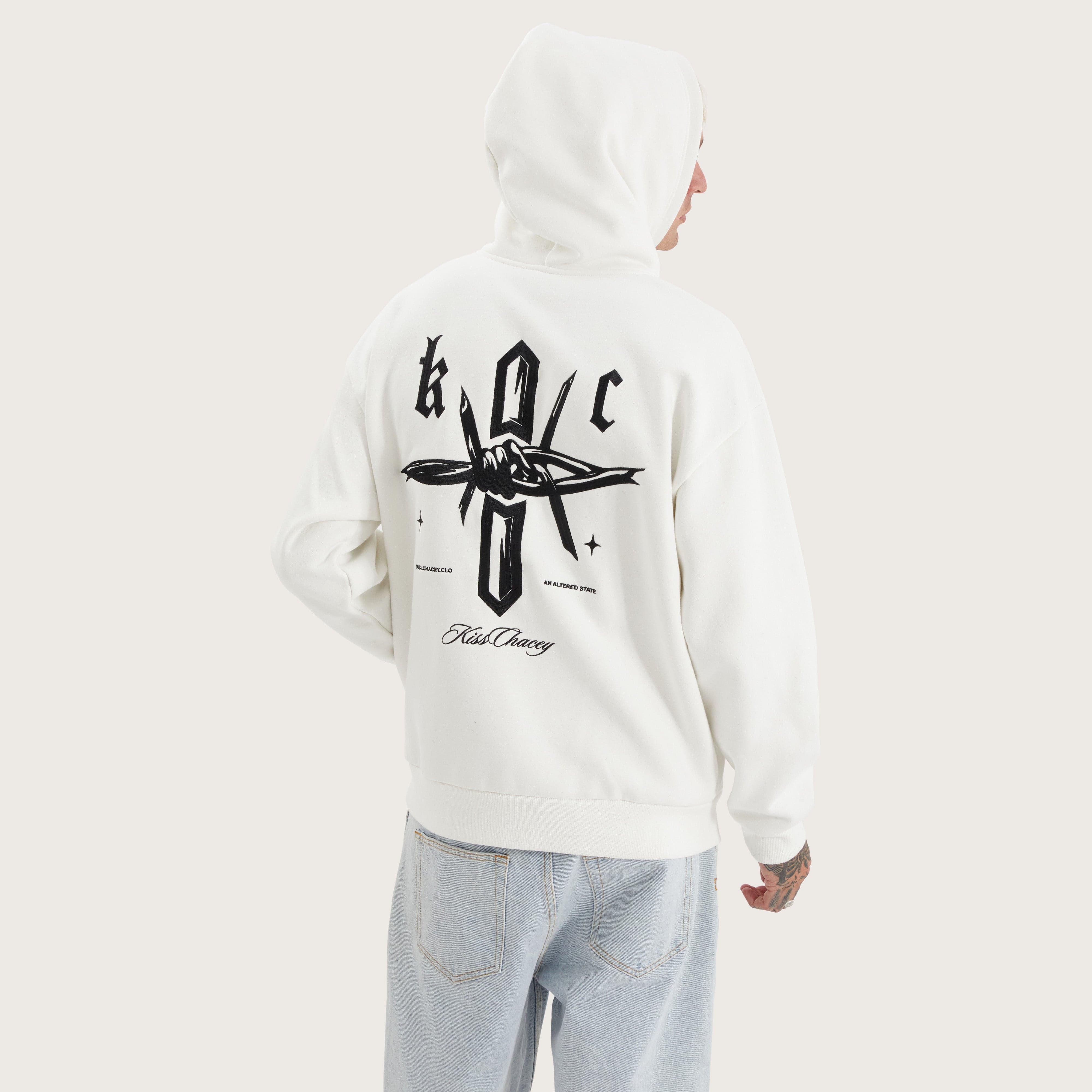 KSCY Chained Heavy Relaxed Hoodie in White - Kiss Chacey