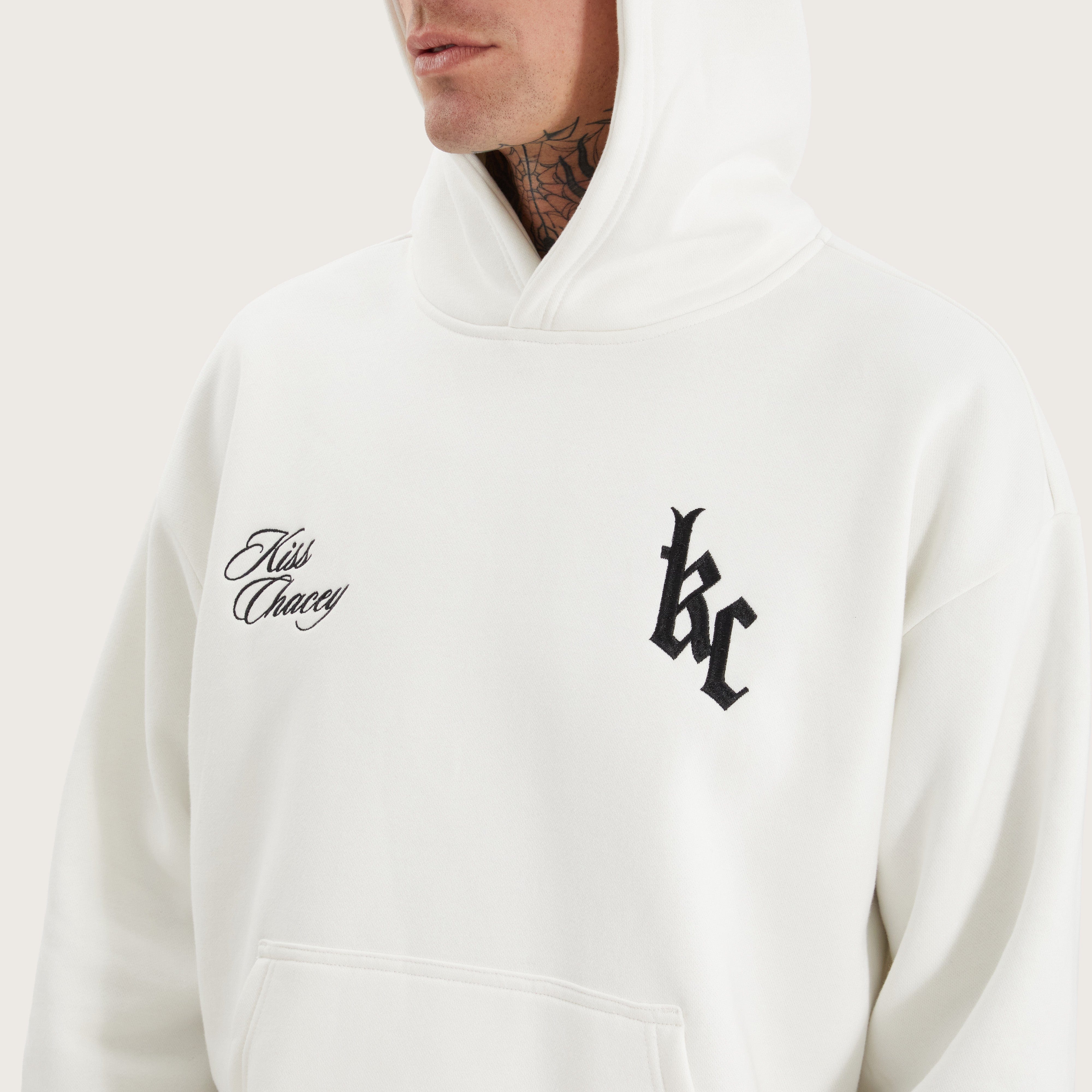 KSCY Chained Heavy Relaxed Hoodie in White - Kiss Chacey