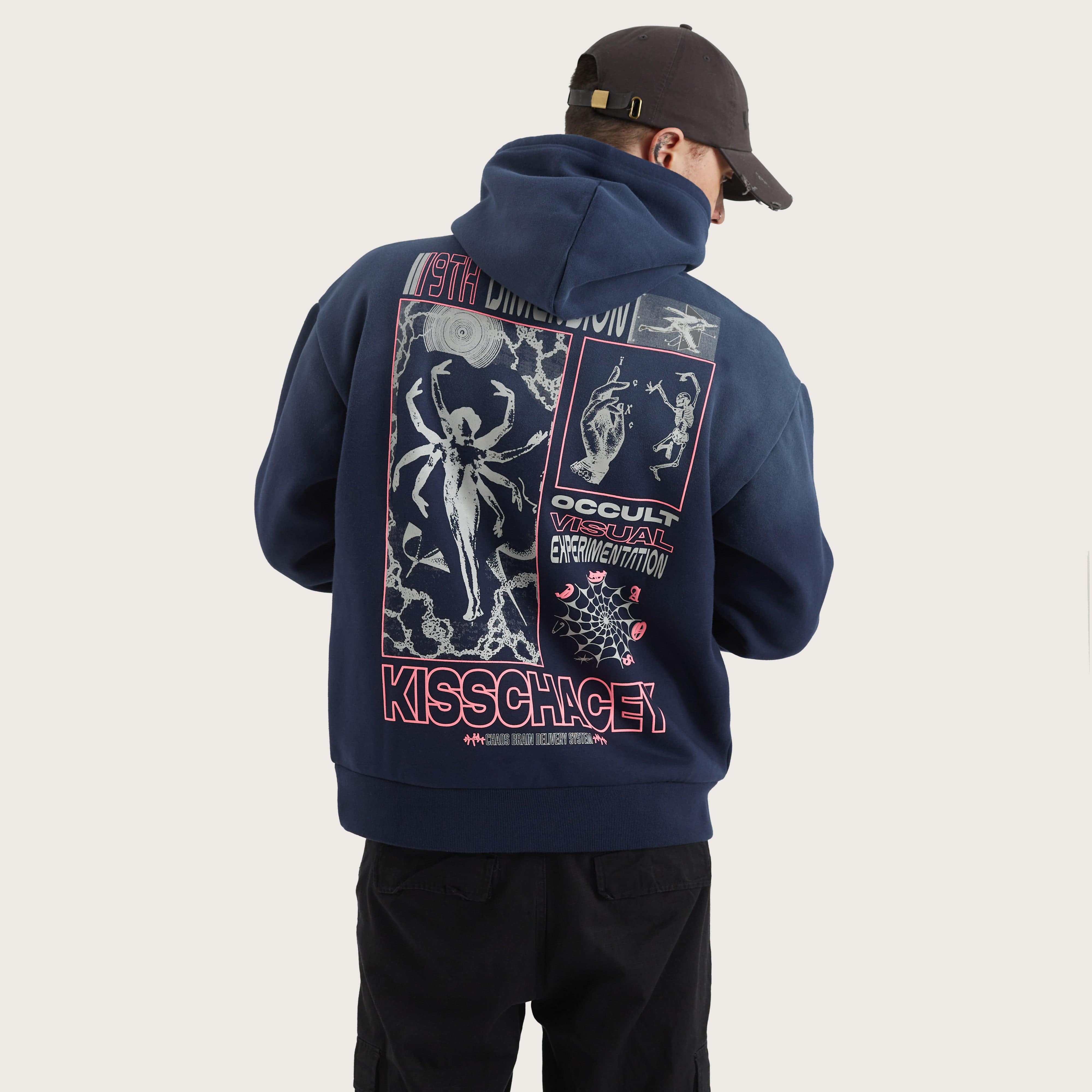 KSCY Chaos Sunbleached Heavy Hoodie in Blue - Kiss Chacey