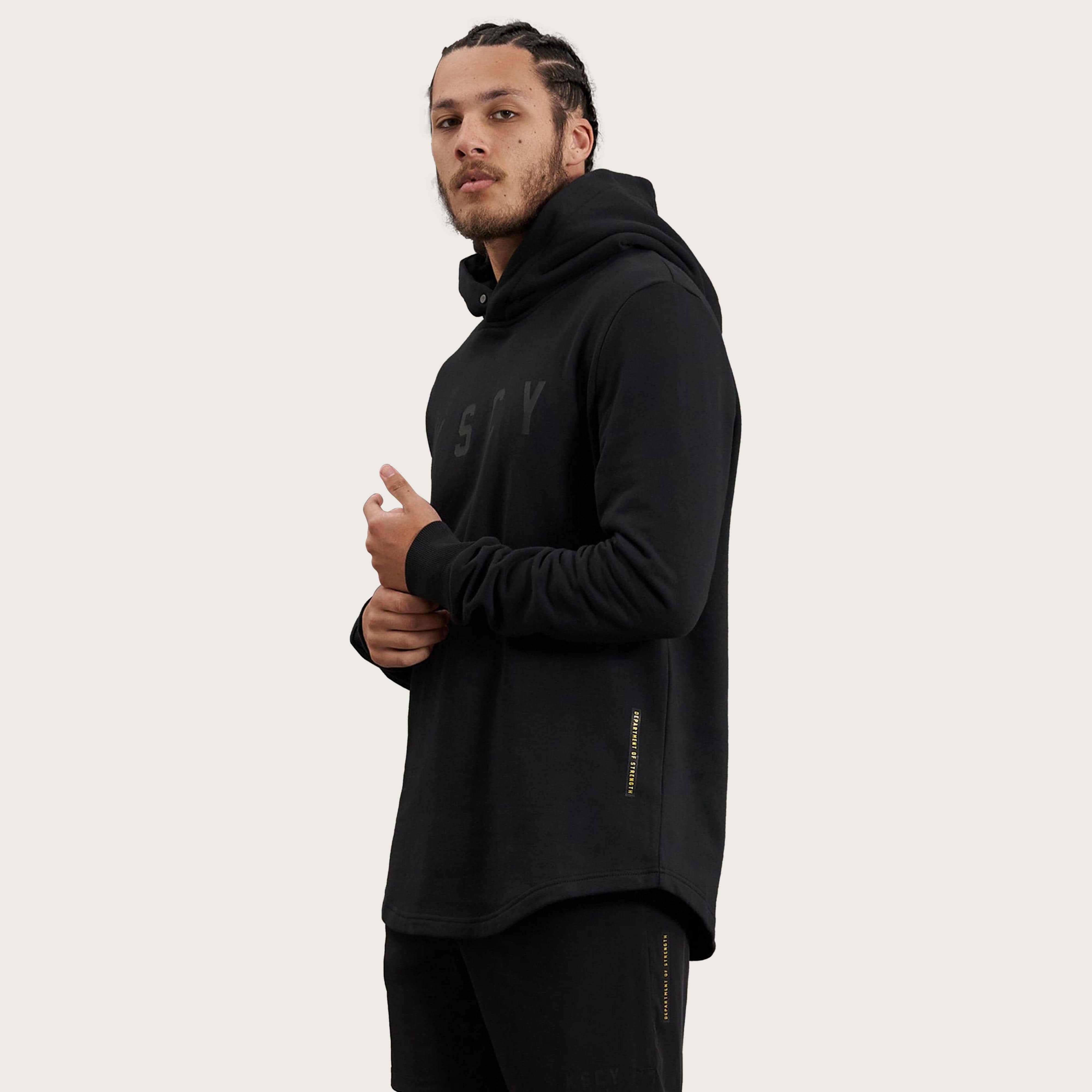 Curved hem hoodie mens sale