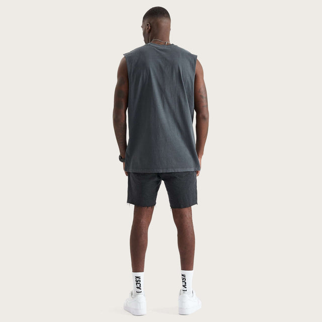 Conquer Relaxed Fit Muscle Tee Pigment Asphalt