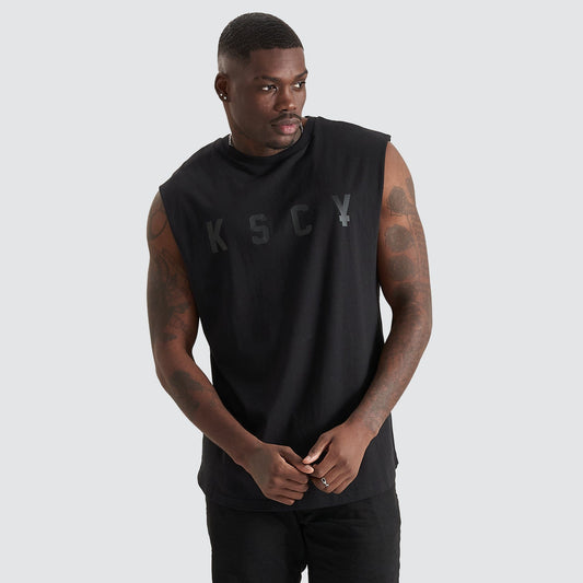 Divided Dual Curved Muscle Tee Jet Black