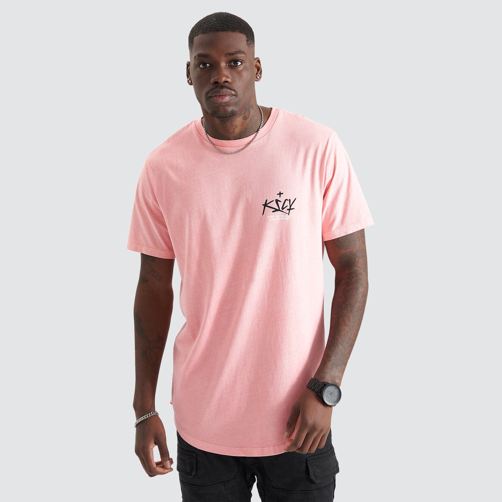 Divinity Dual Curved T-Shirt in Pigment Pink | Kiss Chacey