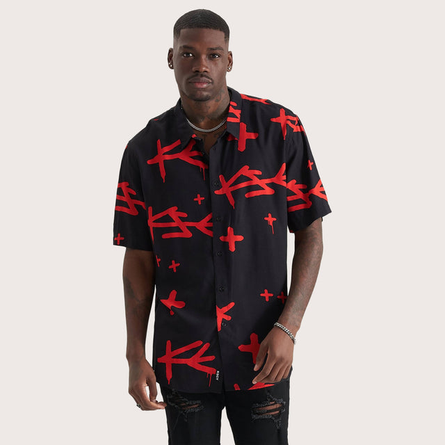 Domineer Party Shirt Black/Red Print