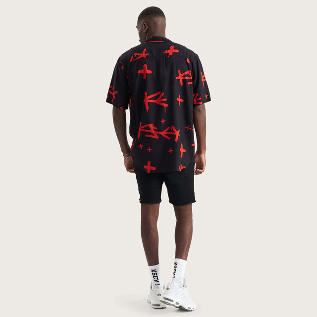 Domineer Party Shirt Black/Red Print