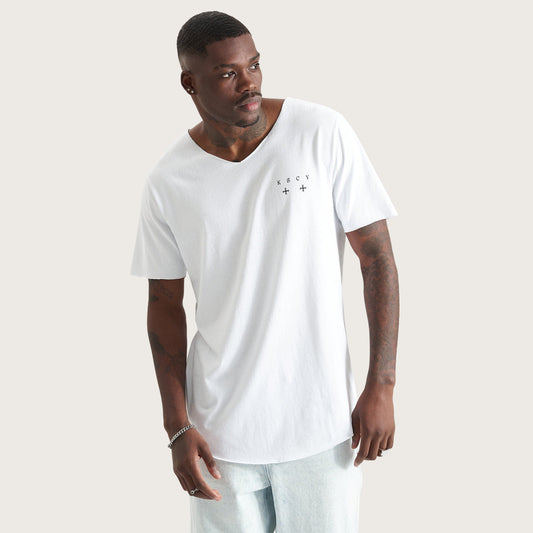 Forlorn Dual Curved Raw V-Neck Optical White