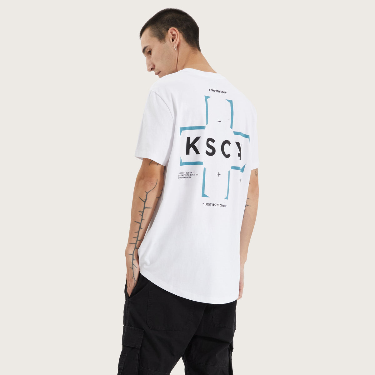 KSCY Gandy Dual Curved Tee in Optical White - Kiss Chacey