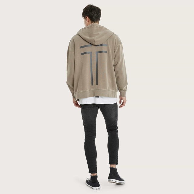 Gaskill Relaxed Hooded Zip Jumper Pigment Driftwood