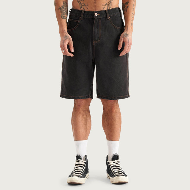 Hyson Baggy Denim Jorts Washed Black