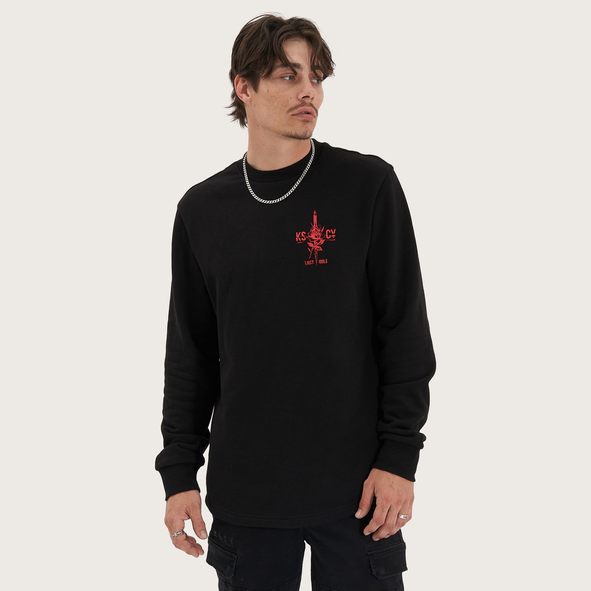 KSCY Inferno Heavy Dual Curved Sweater in Black - Kiss Chacey
