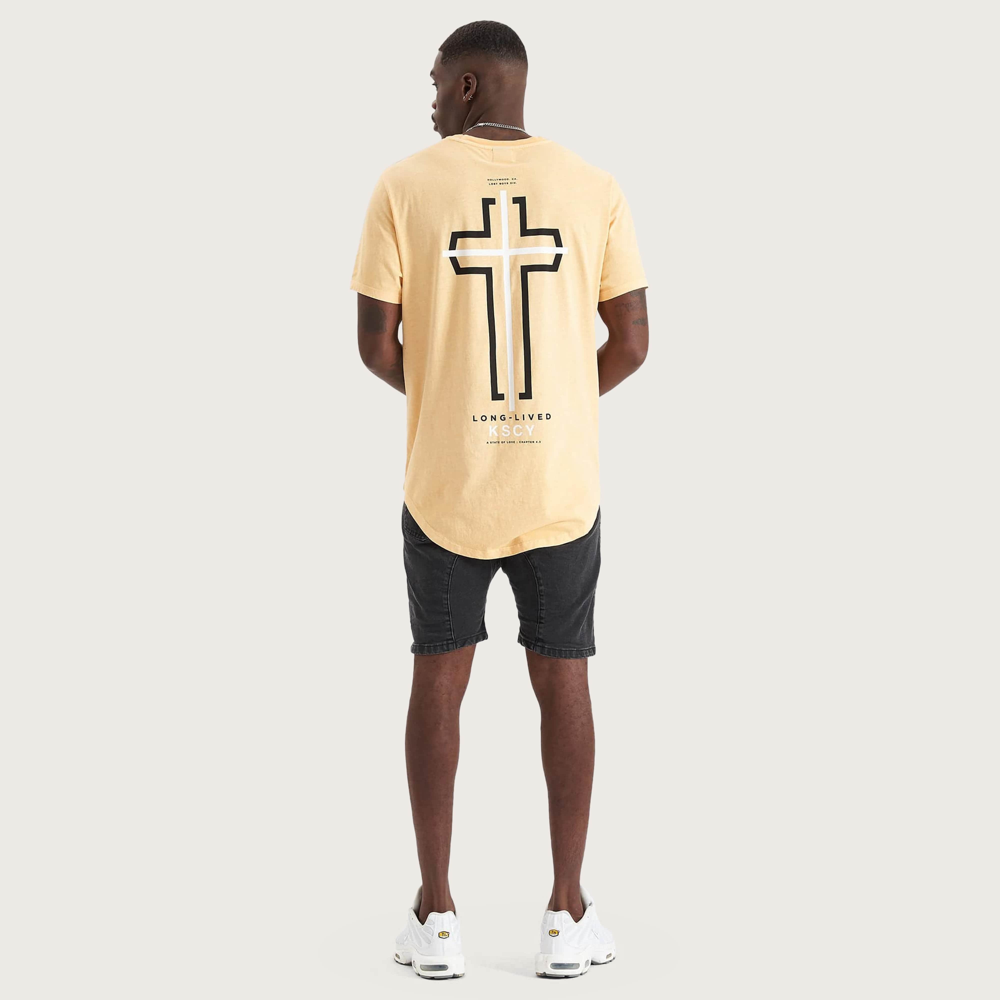 Judgement Dual Curved T-Shirt in Pigment Sunburst | Kiss Chacey Judgement Dual Curved T-Shirt in Pigment Sunburst | Kiss Chacey