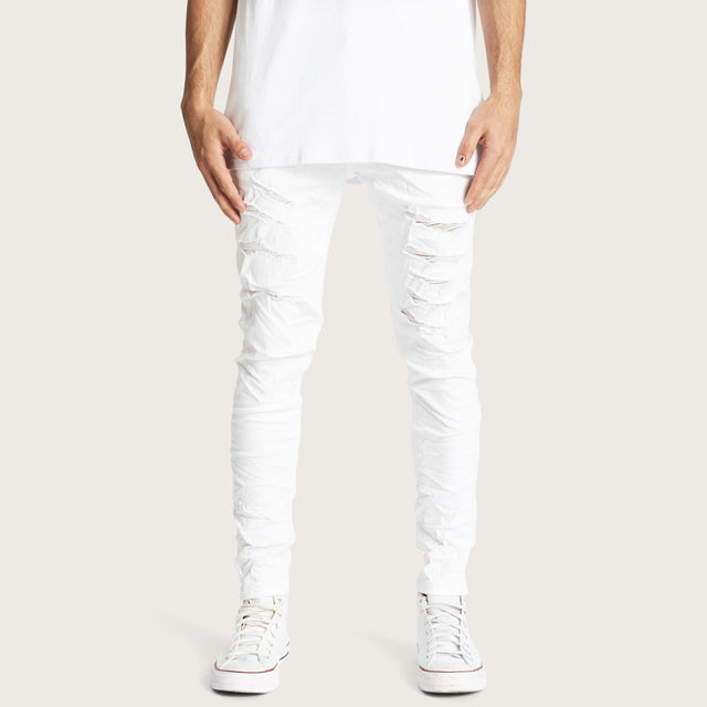 K1 Super Skinny Fit Jean Destroyed White