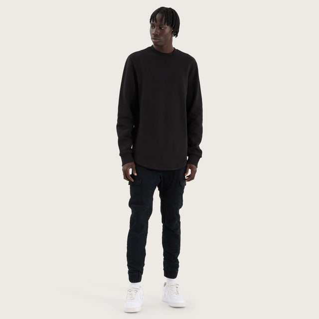 Miles Dual Curved Sweater Jet Black