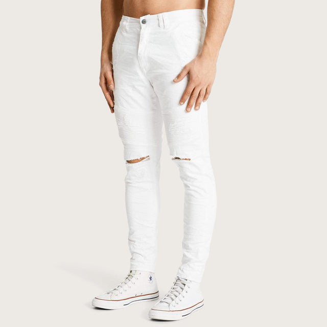 Montauk Slim Jeans Destroyed White