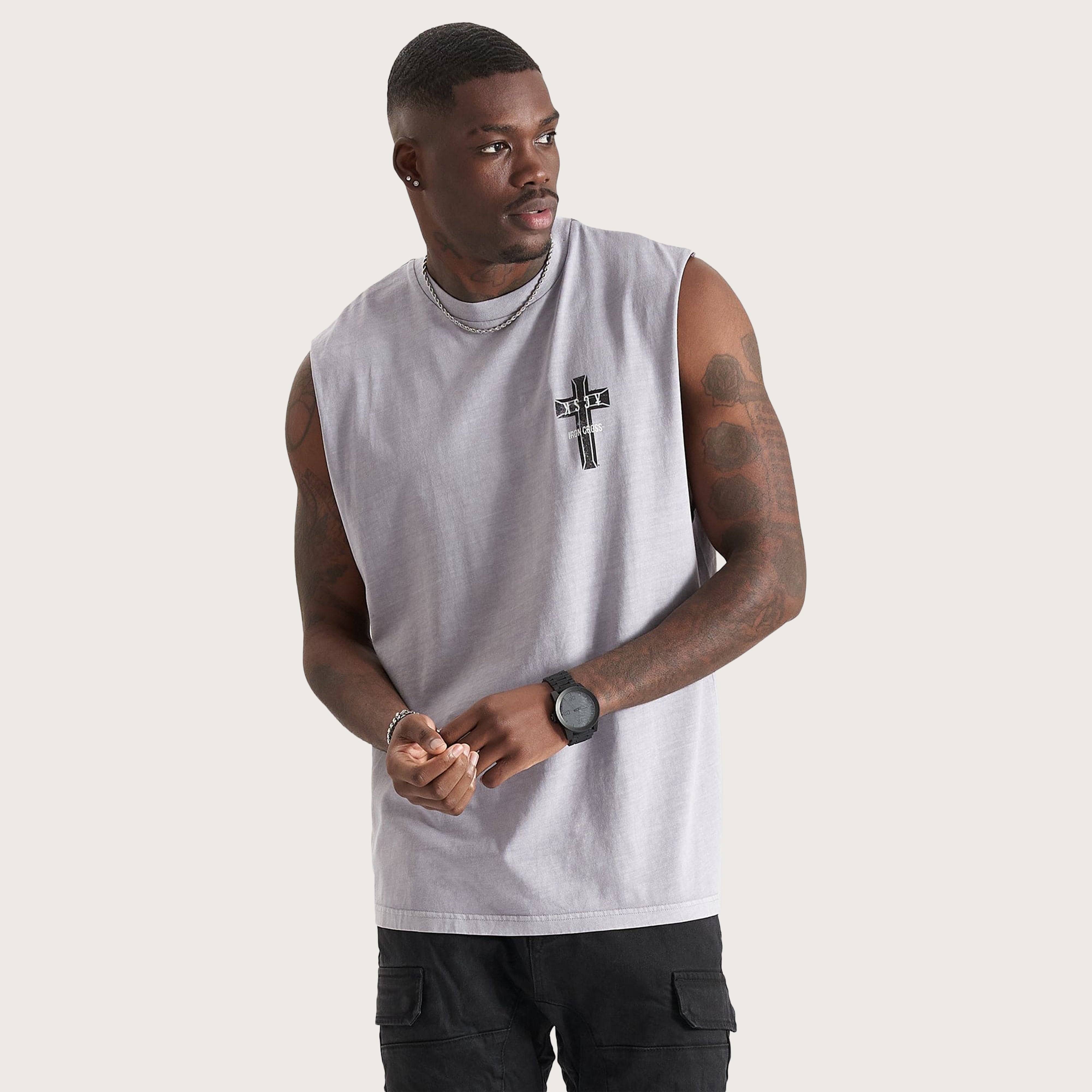 Mortals Relaxed Fit Muscle Tee Pigment Silver