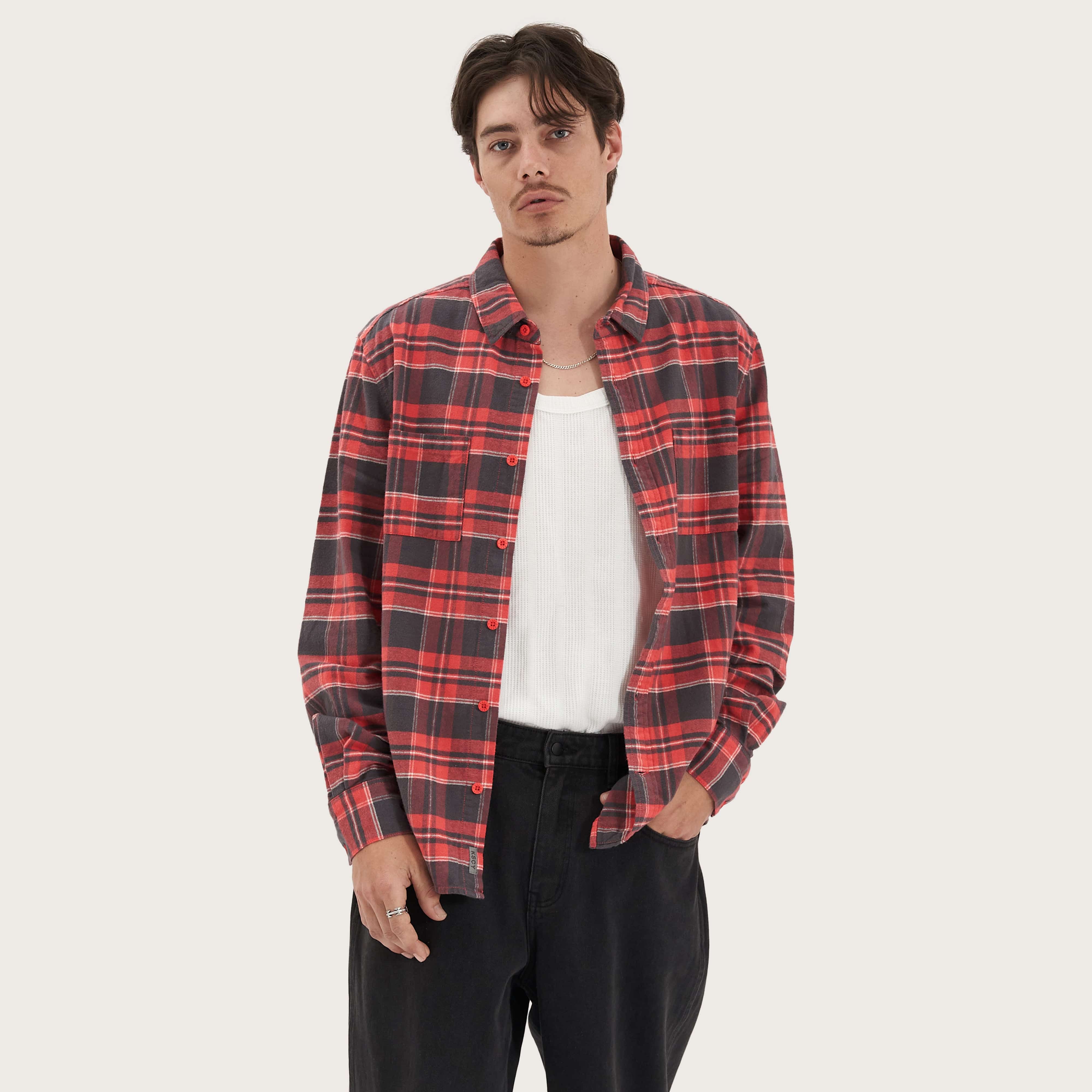 KSCY Mythos Casual Longsleeve Shirt in Red Check - Kiss Chacey