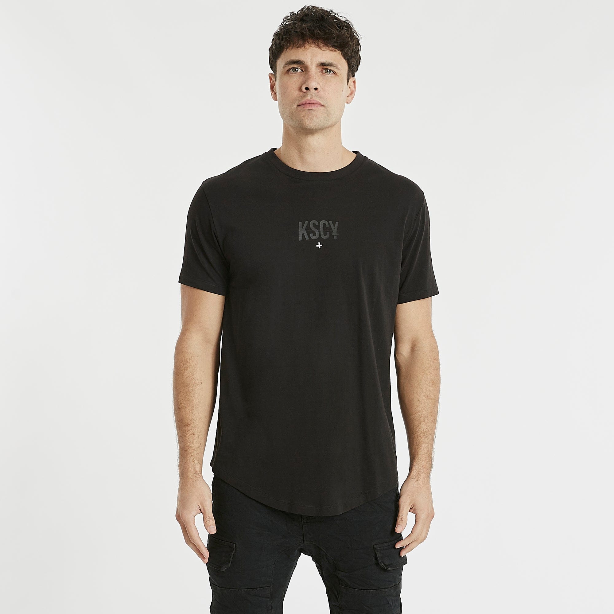 Noir Dual Curved T-Shirt Jet Black