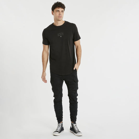 Noir Dual Curved T-Shirt Jet Black