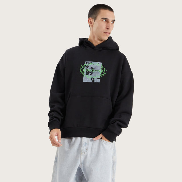 Prison Heavy Oversized Hoodie Jet Black