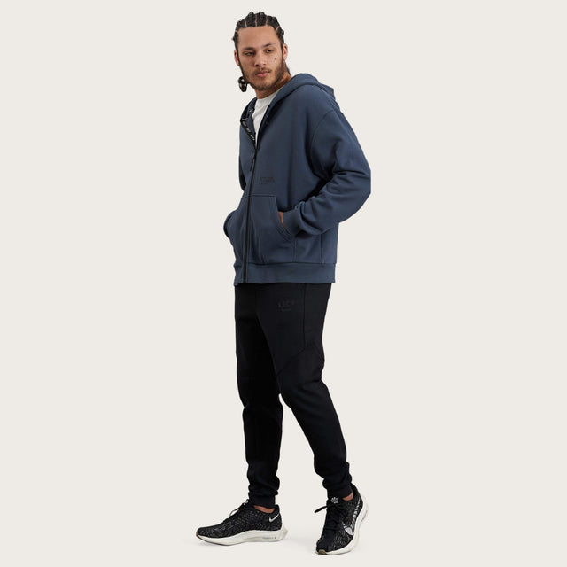 Rotation Zip Through Relaxed Hooded Jumper Orion Blue