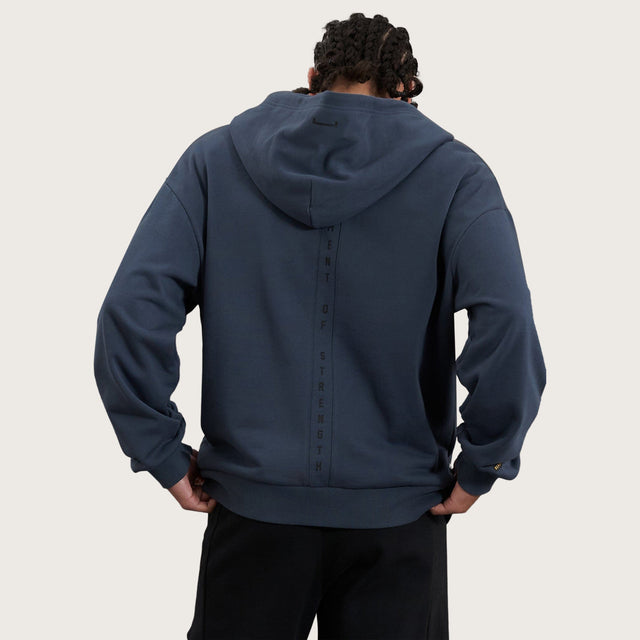 Rotation Zip Through Relaxed Hooded Jumper Orion Blue